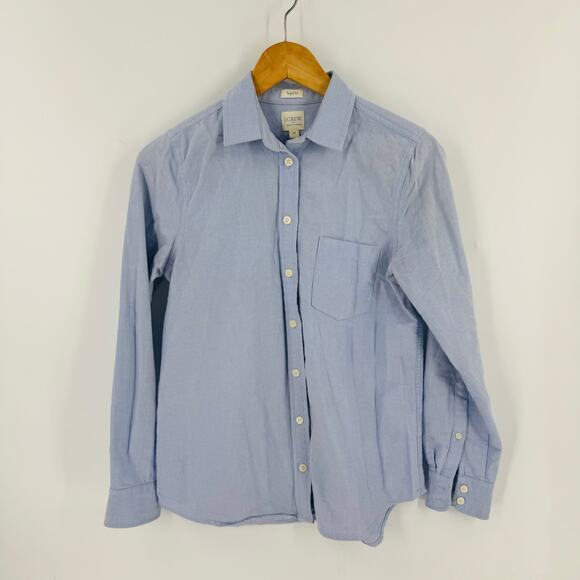 J.Crew Perfect Fit Light Blue Oxford Button-Up Shirt XS Preppy Minimalist Office - Picture 1 of 7